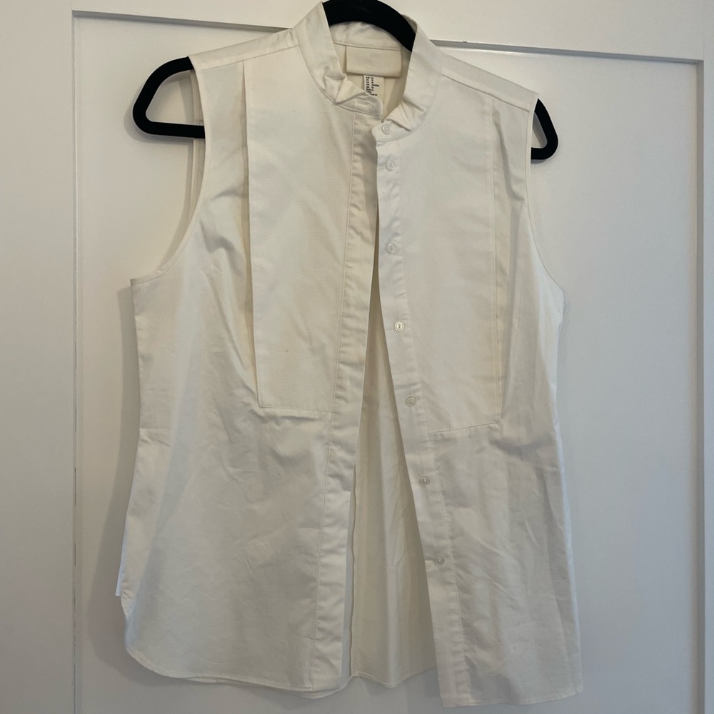 H&M Cream Sleeveless Button-Down Shirt
